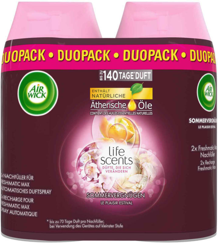 Air Wick Pure Automatisches Duftspray Freshmatic Max Nachfüller Sommer-Vergnügen 2 x 250 ml -