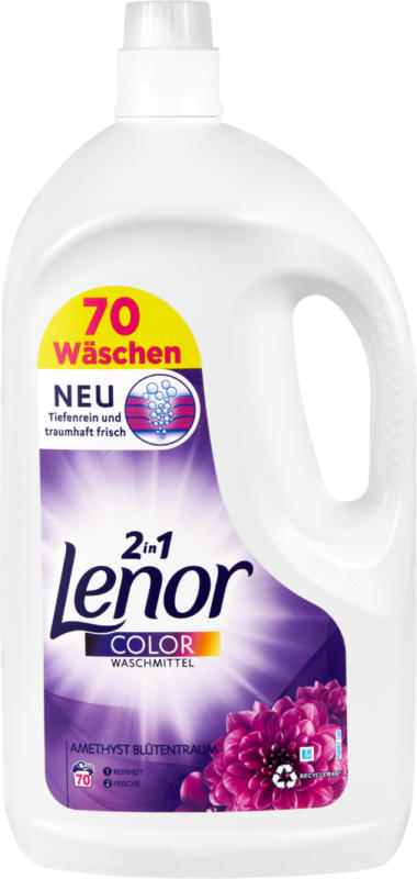 Lessive liquide 2 en 1 Amethyst & Floral Bouquet Lenor, 70 lessives, 3,85 litres
