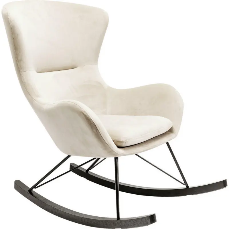 Schaukelsessel in Samt Schwarz, Beige