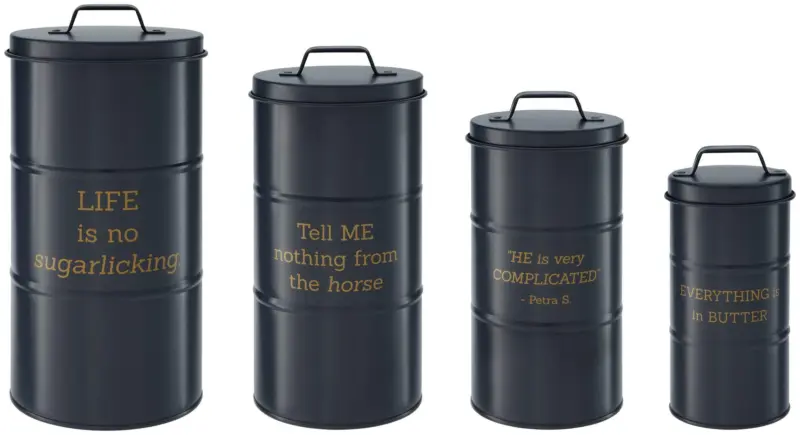 Vorratsdosenset Quote in Dunkelblau, 4-teilig