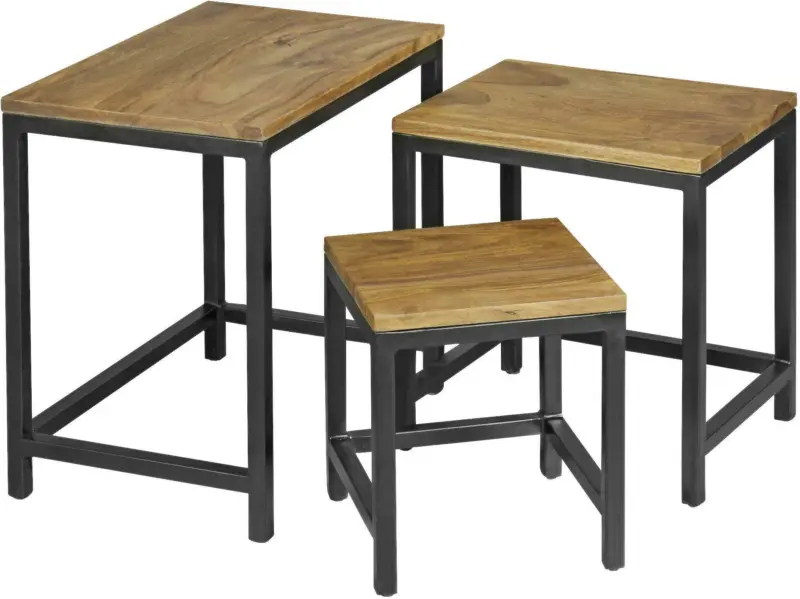 Satztisch 'Akola', 3-er Set, aus Sheesham