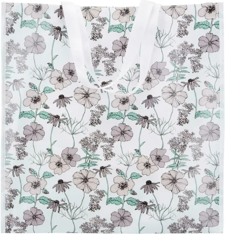 Einkaufstasche Poppyseed in Weiß mit Blumen