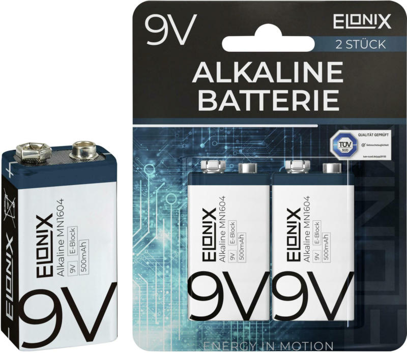 Blockbatterie Alkaline 9V 2er Packung