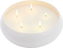 Kerze im Topf Ava in Weiß