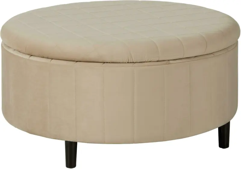 Hocker aus Samt in Beige