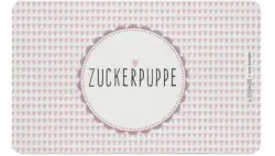 Schneidebrett Zuckerpuppe aus Kunststoff in Rosa/Weiß