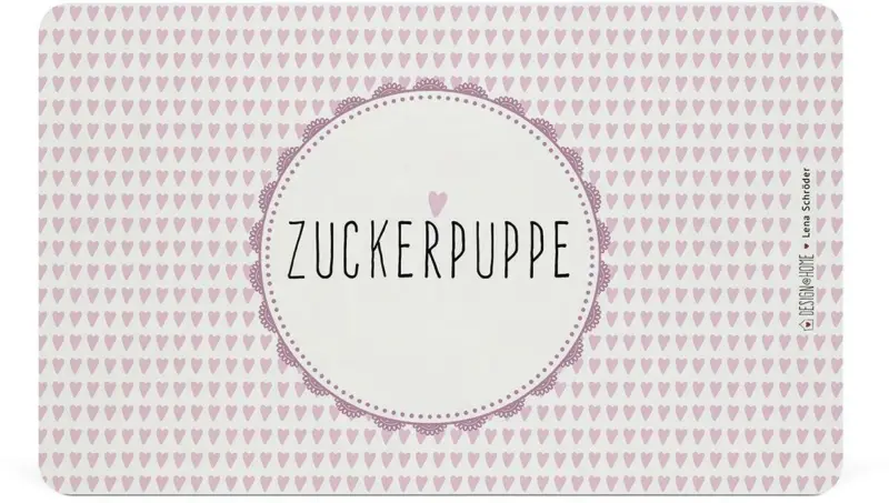 Schneidebrett Zuckerpuppe aus Kunststoff in Rosa/Weiß