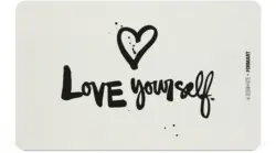 Schneidebrett Love yourself aus Kunststoff in Schwarz/Weiß