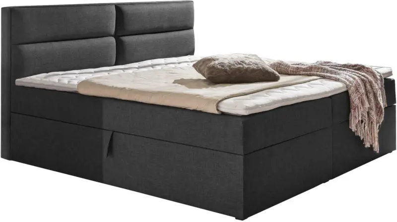 Boxspringbett in Graphitfarbe ca. 180x200 cm inkl. Topper