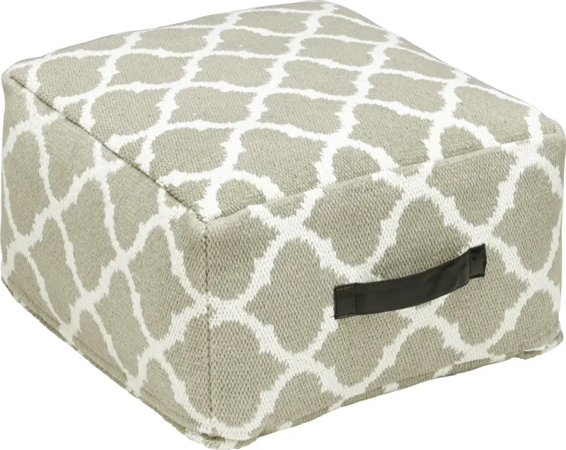 Pouf Ornament in Weiß/Beige ca. 50x25cm