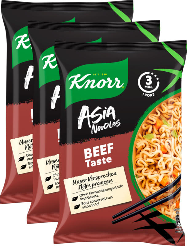 Knorr Asia Noodles, Beef, 3 x 70 g