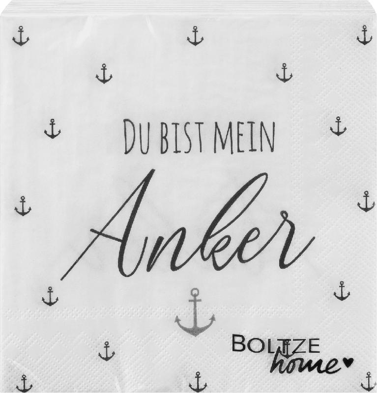 Dekorieren & Einrichten Servietten 'Du bist mein Anker' (33x33cm)