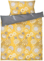 OTTO'S Biancheria da letto gialla con fiori e foglie -  (Prezzo per le dimensioni più piccole)