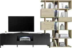 Wohnwand 'Fly 6' , schwarz, eiche