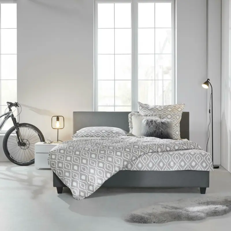 Polsterbett 'Mika', ca.180x200cm, dunkelgrau