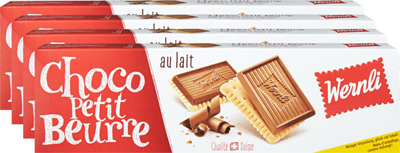 Biscotti Choco Petit Beurre au lait Wernli, 4 x 125 g