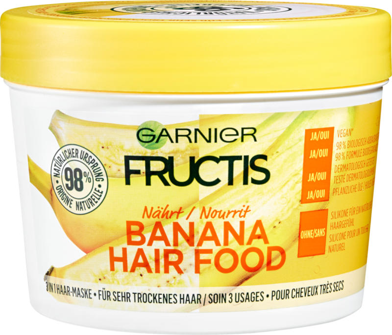 Maschera per capelli Hair Food Banana Fructis Garnier, 390 ml