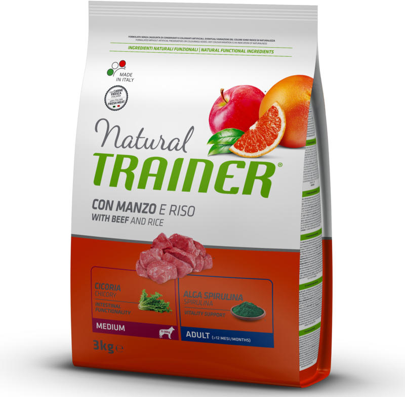 Trainer Hundefutter Natural Medium Adult Rind & Reis 3kg