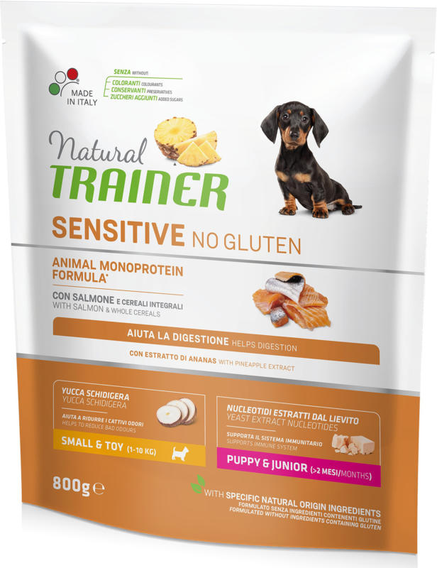 Trainer Hundefutter Sensitive No Gluten Small & Toy Junior Lachs 800g