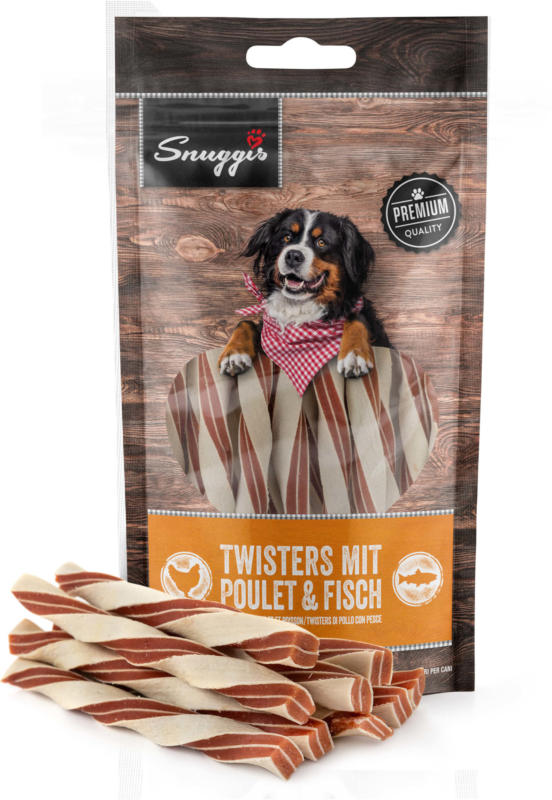 Snuggis Snack pour chiens Twisters avec Poulet & Poisson 100g