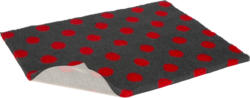 QUALI Vetbed Anti-Slip dunkelgrau mit roten Punkten 75x50cm