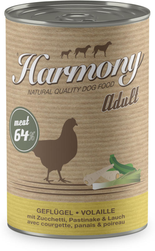 Harmony Dog Natural Nassfutter Geflügel mit Zucchini, Pastinake & Lauch 400g