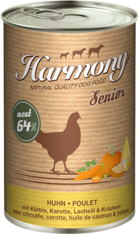 Harmony Dog Natural Nassfutter Senior Huhn mit Kürbis 6x400g