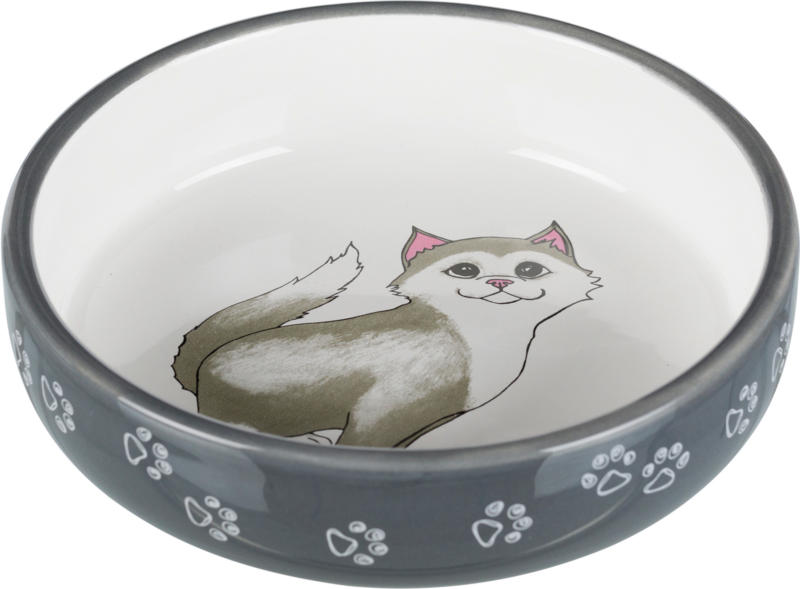 Keramiknapf Katze 0.3l grau/weiss