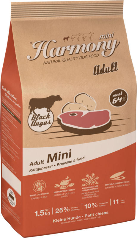 Harmony Dog Natural Mini Adult Black Angus 1.5kg