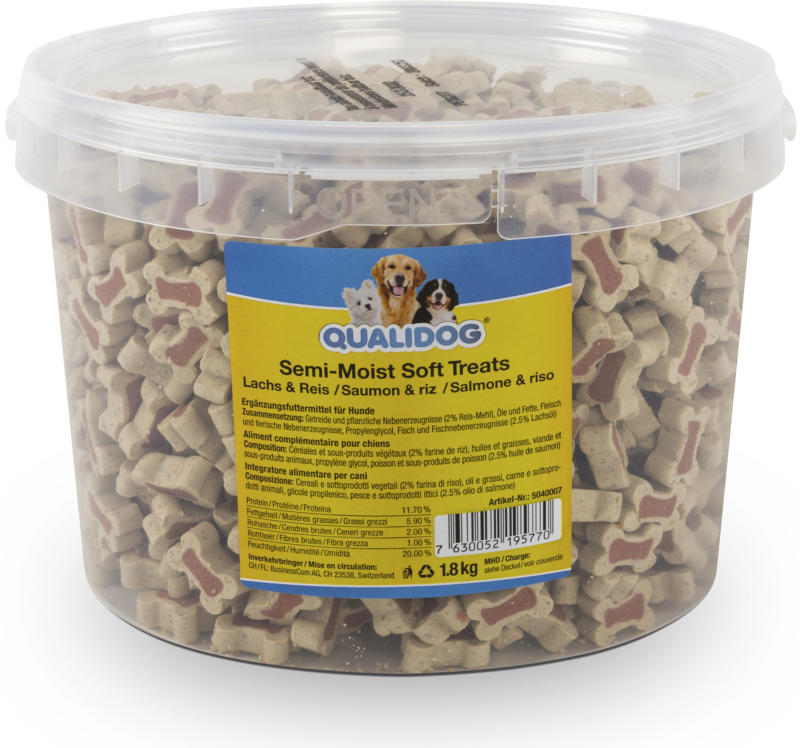 QUALIDOG Snacks pour chien Semi-Moist Saumon & Riz 1.8kg