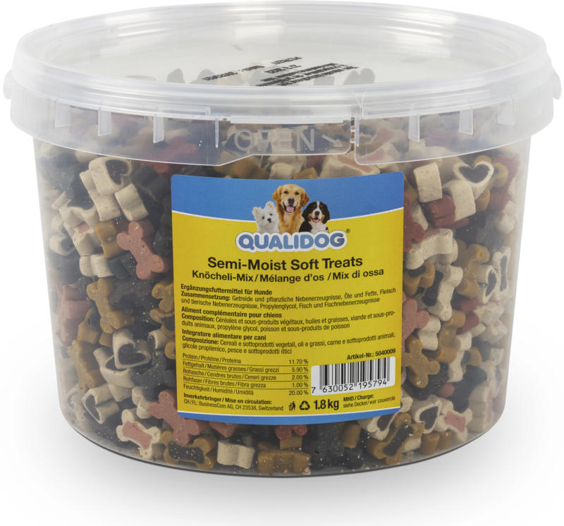 QUALIDOG Snacks pour chien Semi-Moist Mix d'os 1.8kg