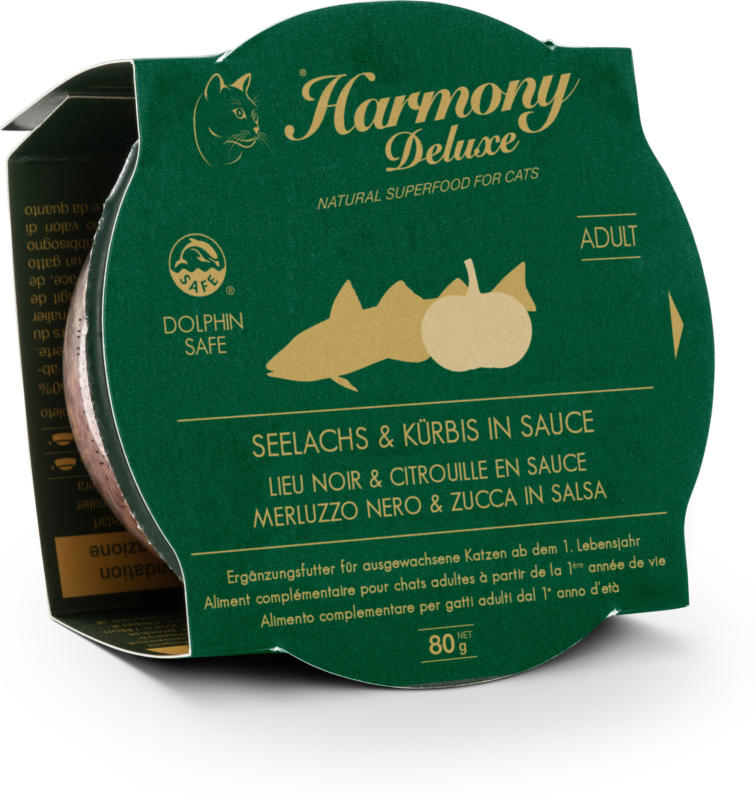 Harmony Cat Deluxe Cup Adult Seelachs & Kürbis in Sauce 24x80g