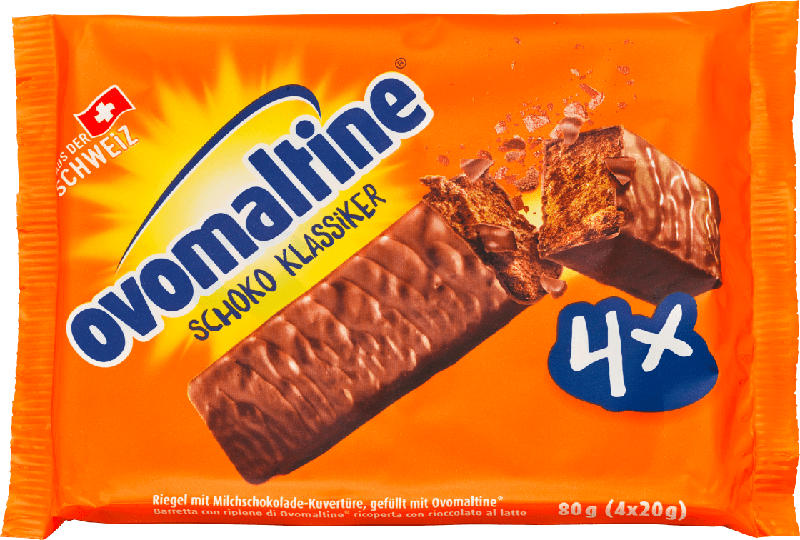 Ovomaltine Schokoladen-Riegel, Schoko Klassiker (4 x 20g)