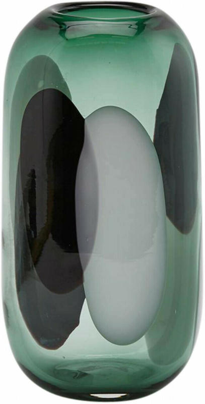 Vase Glas Grün-Weiss H: 33 cm