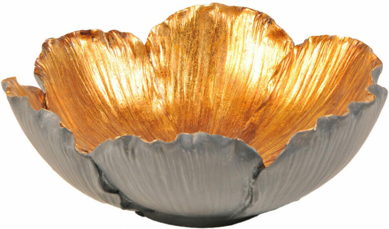 Schale Blume Schwarz-Gold H: 8 cm