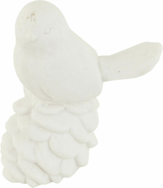 Tierfigur Vogel Auf Zapfen Keramik Matt