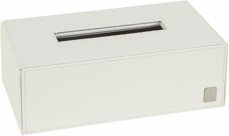 Papiertuchbox Lederoptik Weiss Rechteckig