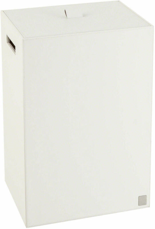Wäschebehälter Lederoptik Weiss H: 60 cm