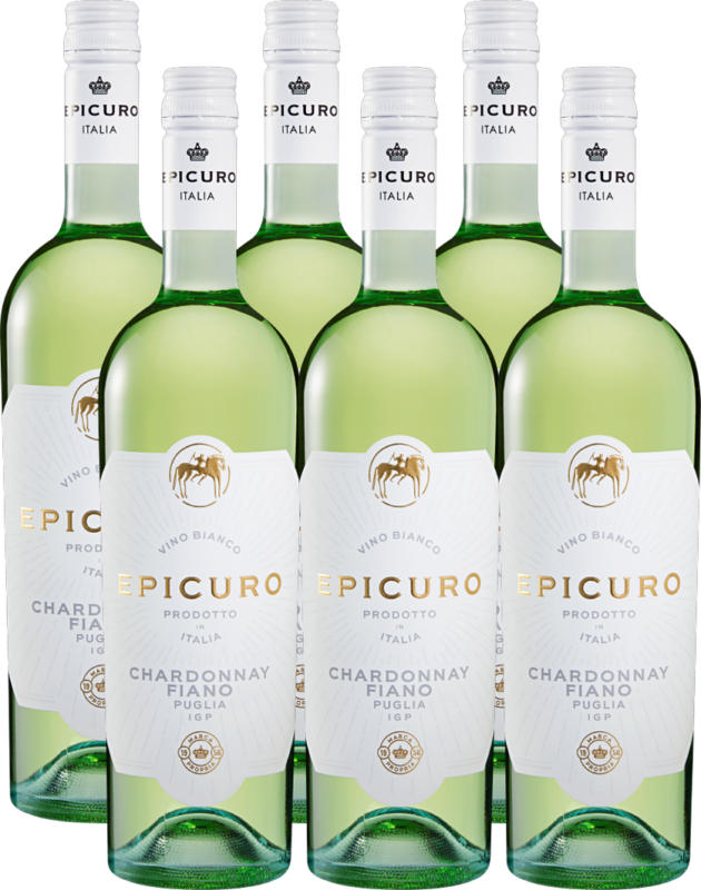 Epicuro Bianco Chardonnay/Fiano Puglia IGP, 2020, les Pouilles, Italie, 6 x 75 cl