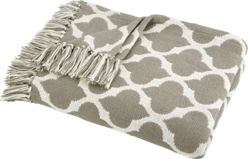 Wohndecke Ornament in Natur/Weiß ca. 130x170 cm