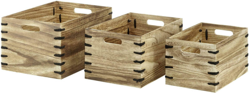 Aufbewahrungsboxen-Set Woody in Braun, 3-teilig