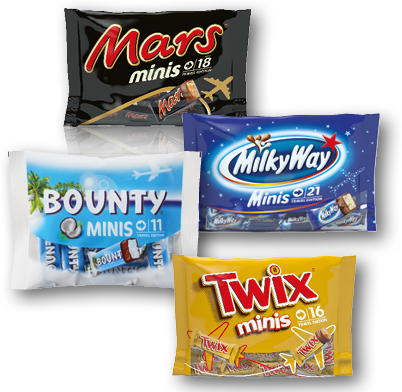 BOUNTY, MARS, TWIX, SNICKERS, MILKY WAY MINIS 333G