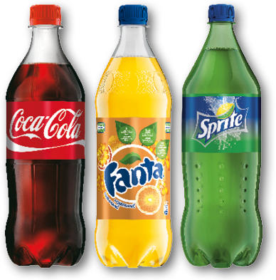COCA COLA, FANTA, SPRITE, KINLEY 1L