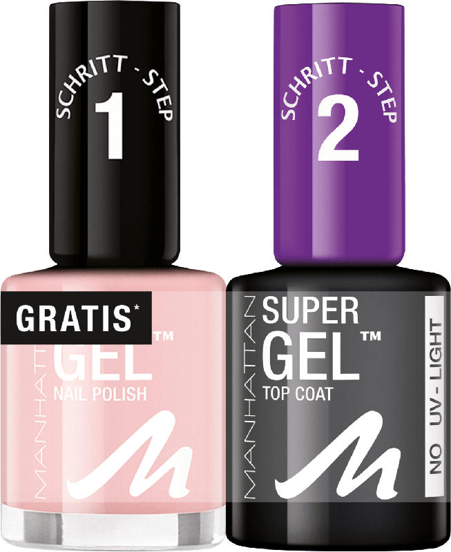 MANHATTAN Cosmetics Nagellack Set Super Gel Polish + Top Coat Sweet Side 225