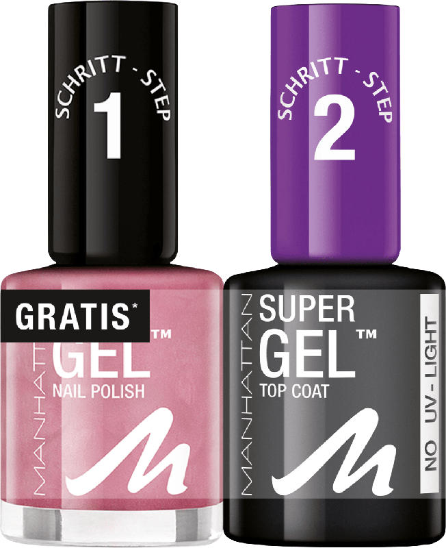 MANHATTAN Cosmetics Nagellack Set Super Gel Polish + Top Coat Pretty Rose 285