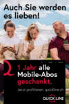 Quickline Shop Telekabel AG 1 Jahr alle Mobile-Abos geschenkt. - bis 31.07.2021