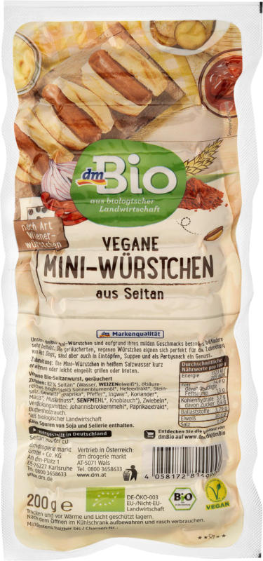 dmBio Vegane Mini-Würstchen aus Seitan