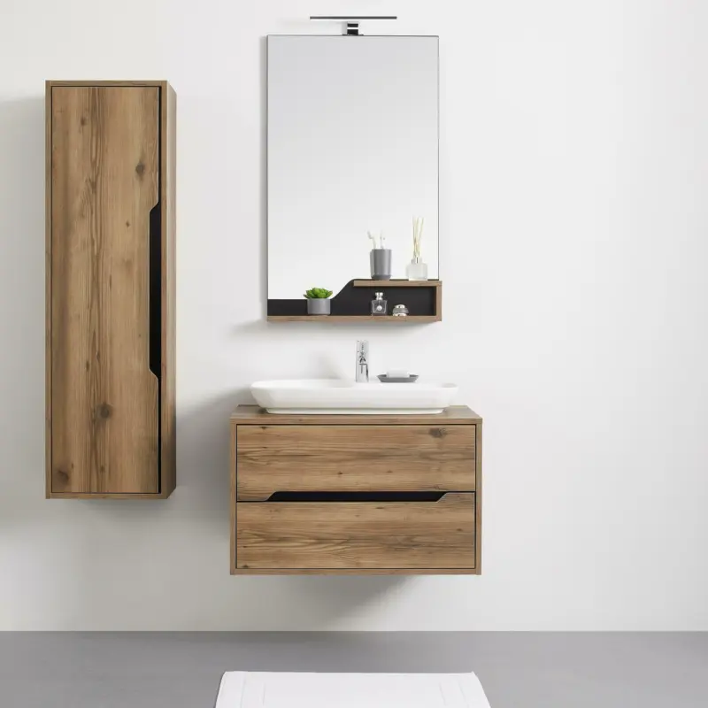 Waschtischkombi 'Galia' inkl. Waschbecken & Licht, braun