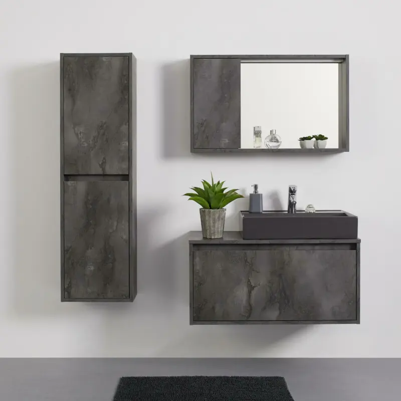 Waschtischkombi 'Canada' inkl. Waschbecken & Licht, grau