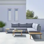 mömax Loungegarnitur 'Nia' inkl. Auflagen & Kissen, Akazie/grau